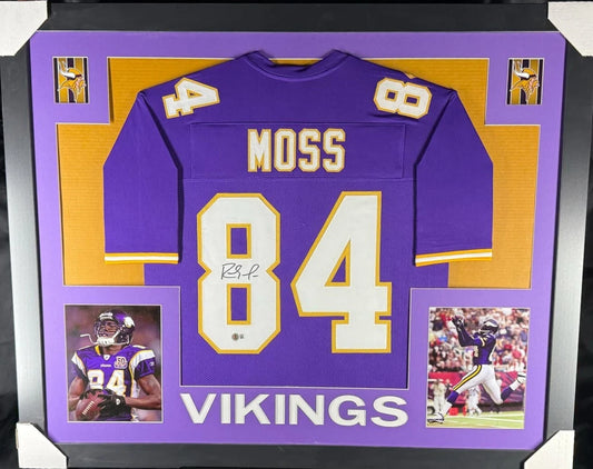 RANDY MOSS Signed/Autographed Custom Jersey in 35x43 Frame - Beckett/BAS